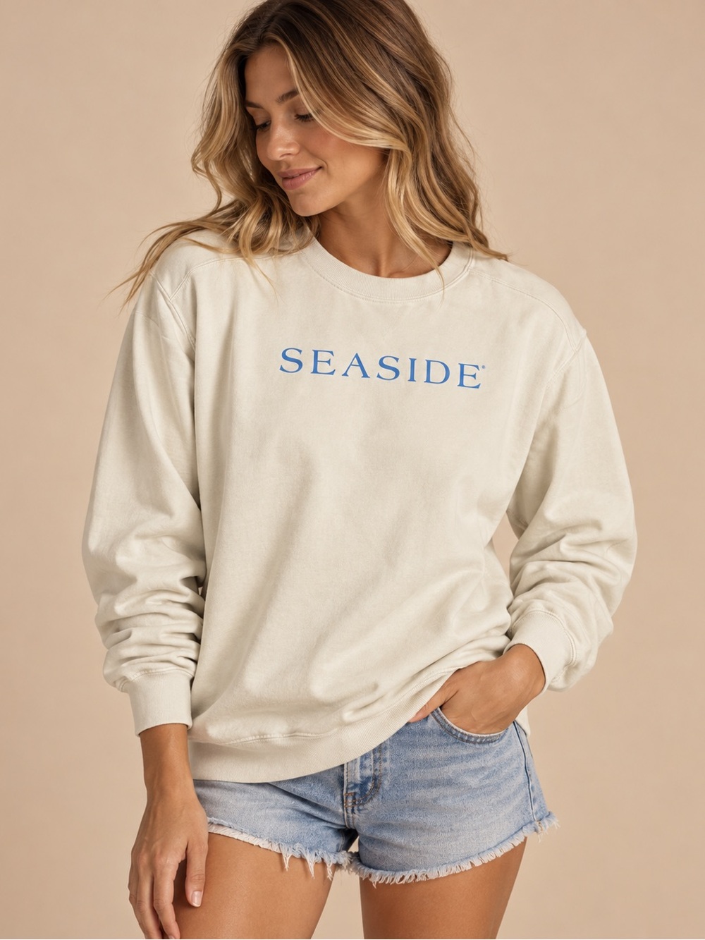 Comfort Colors Seaside Cream Coastal Crewneck Sweatshirt M